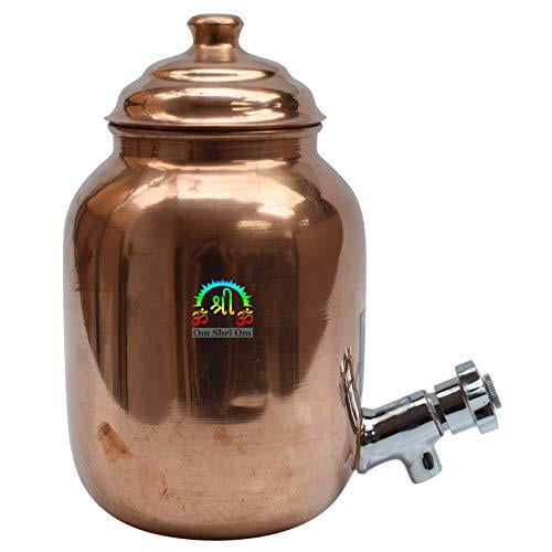 4 Ltr Water Dispense Copper Pot Bottle Ayurveda Water Storage Handmade Pitcher 